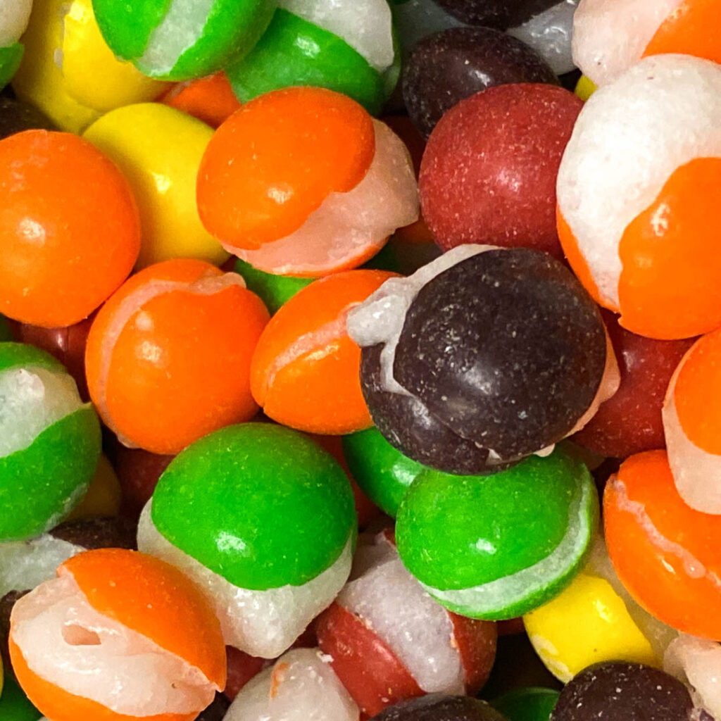 close up image of bursting candy