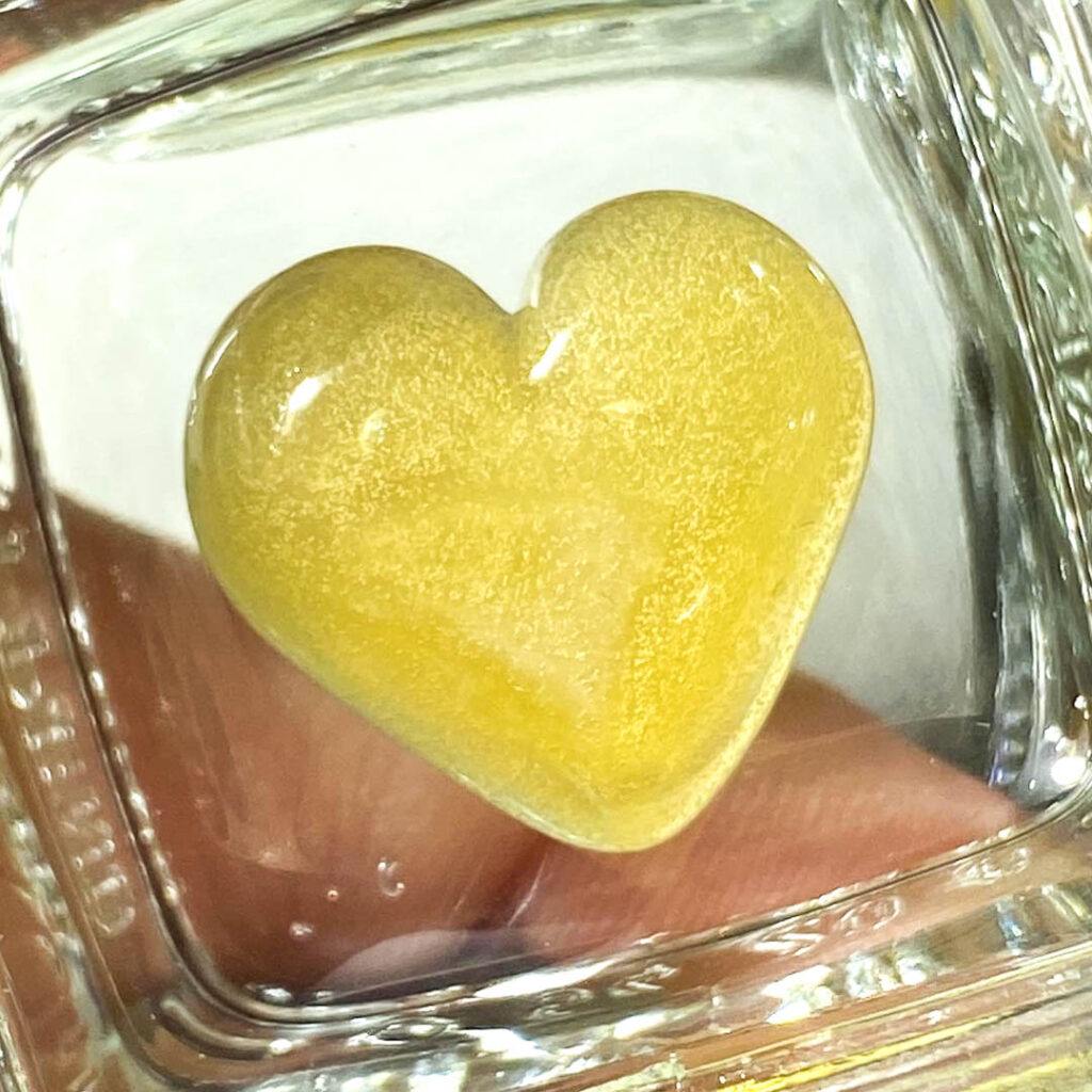 yellow cannabis heart shaped substance