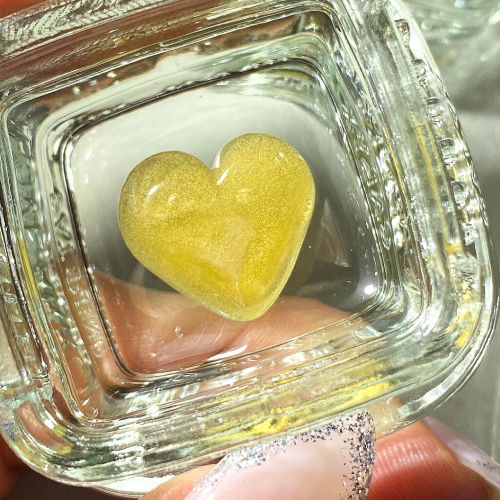 a heart shaped yellow substance