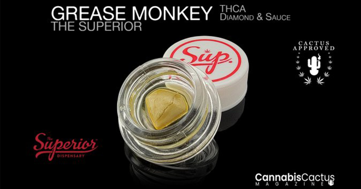 a promotional flyer for "grease monkey" a THCA diamond & sauce