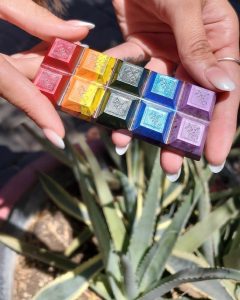 a rainbow bar of THC chocolate